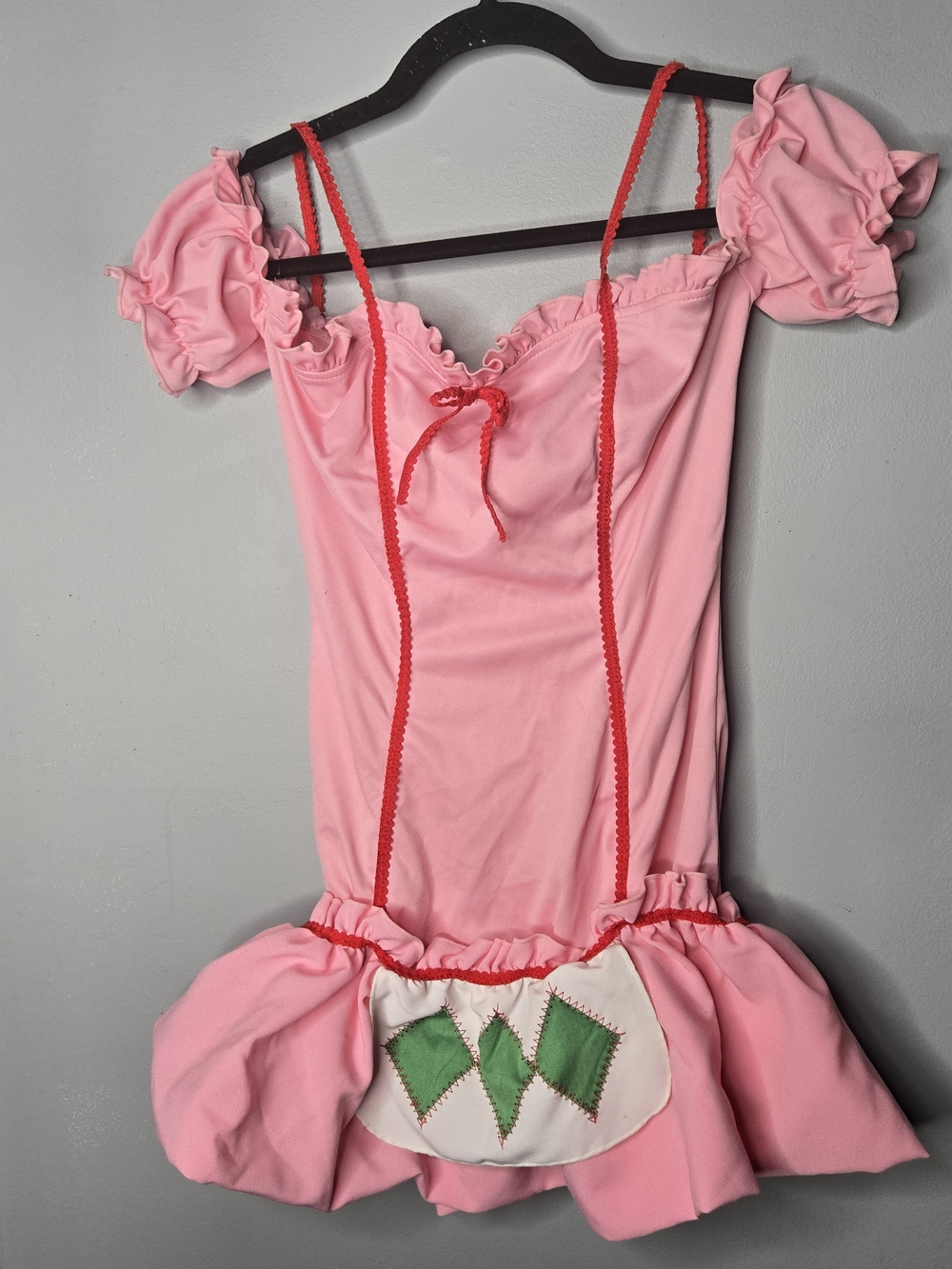 Strawberry Shortcake Costume Dress Women Size Small Pink Ruffle Puff Sleeve